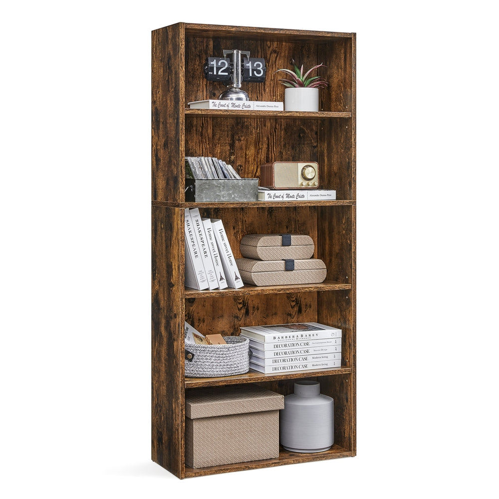 5-Tier Open Bookcase with Adjustable Storage Shelves