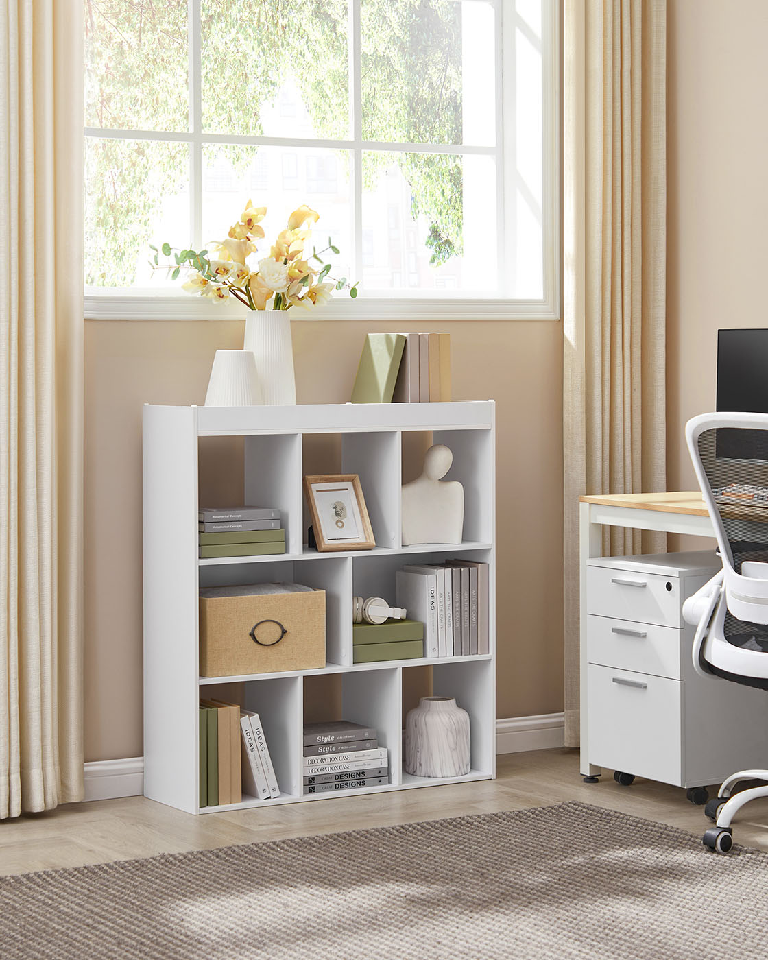 Bookcase - 8 Open Compartments - Freestanding