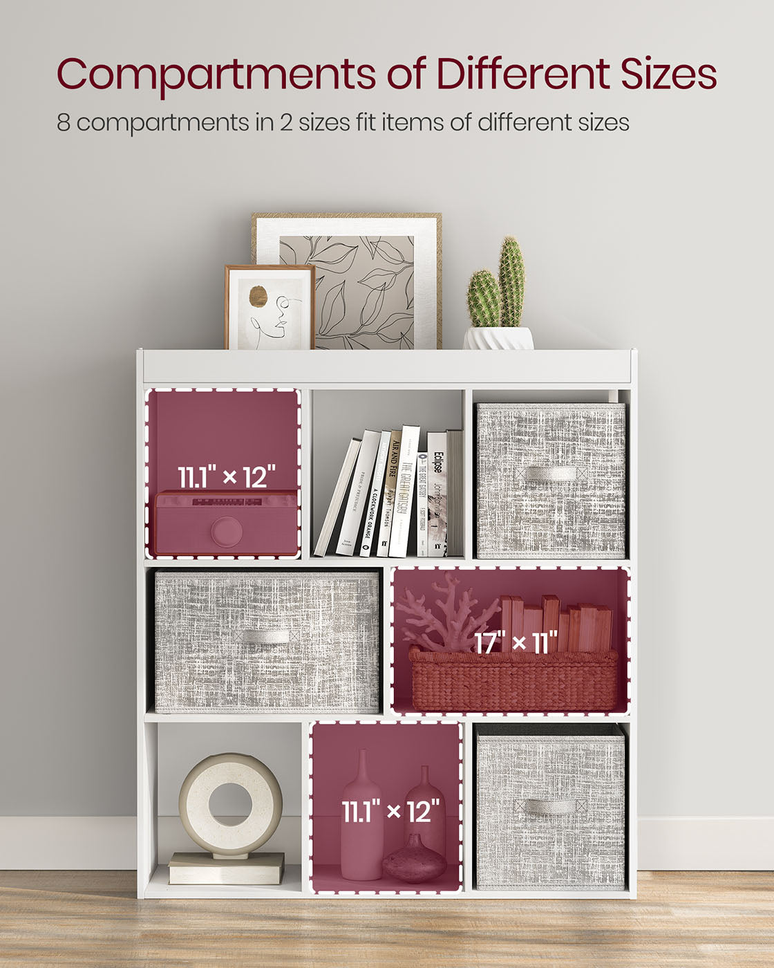 Bookcase - 8 Open Compartments - Freestanding