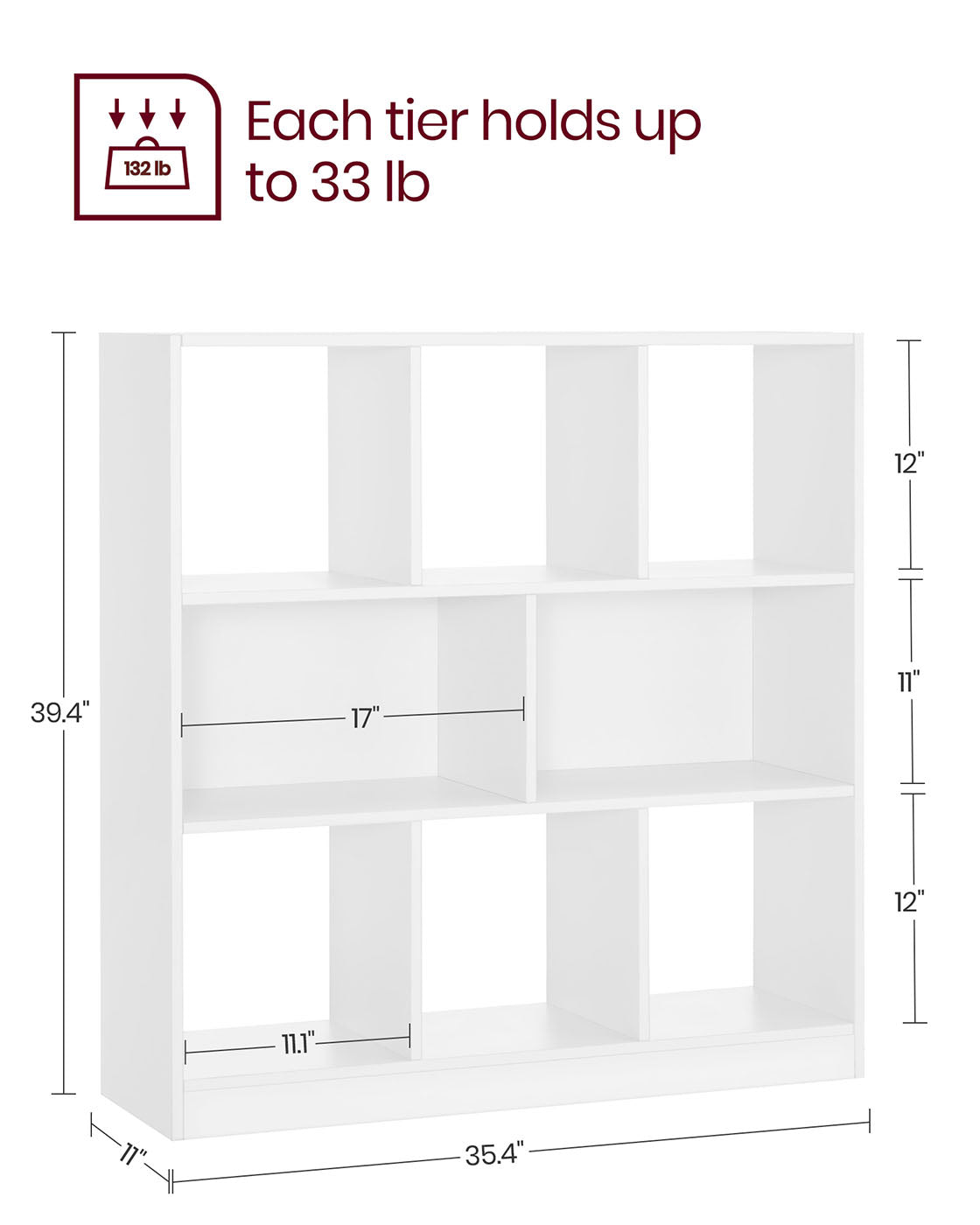Bookcase - 8 Open Compartments - Freestanding