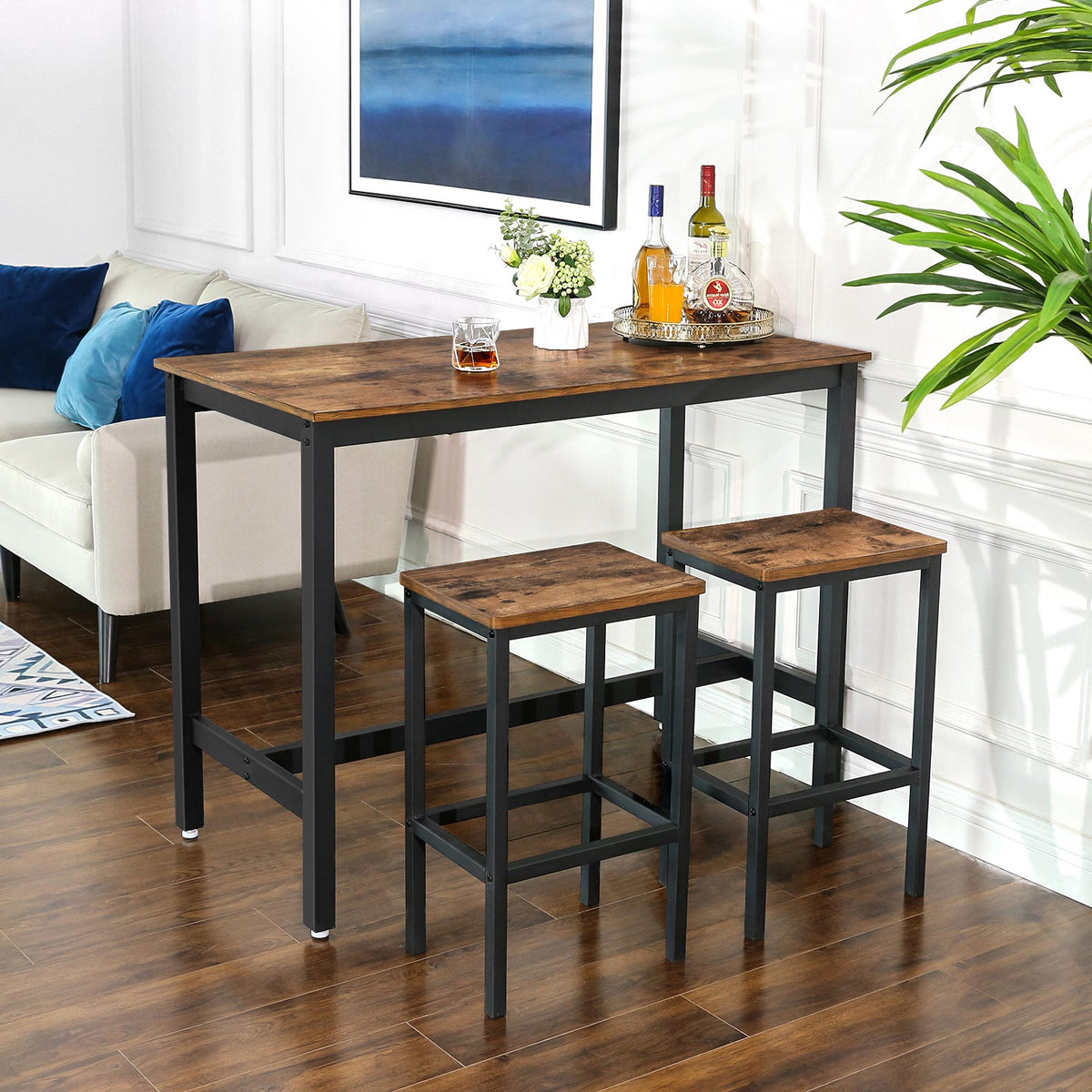 Set of 2 Industrial Bar Stools