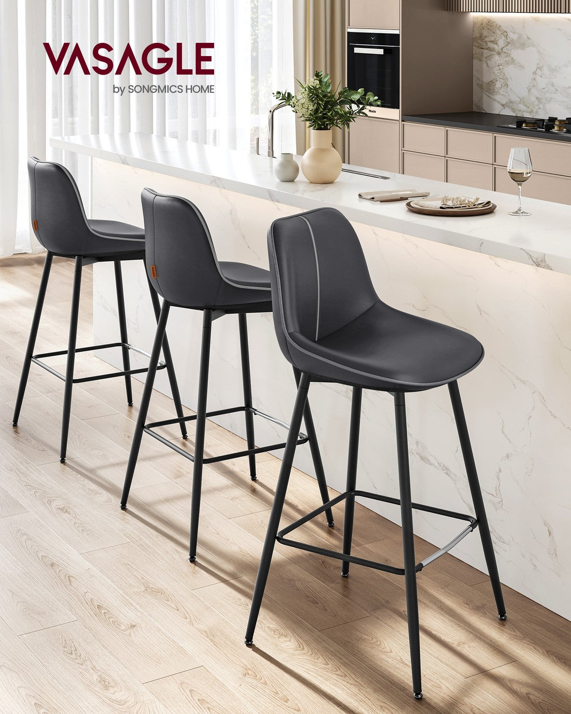 Counter Height Bar Stools - With Back - Set of 2