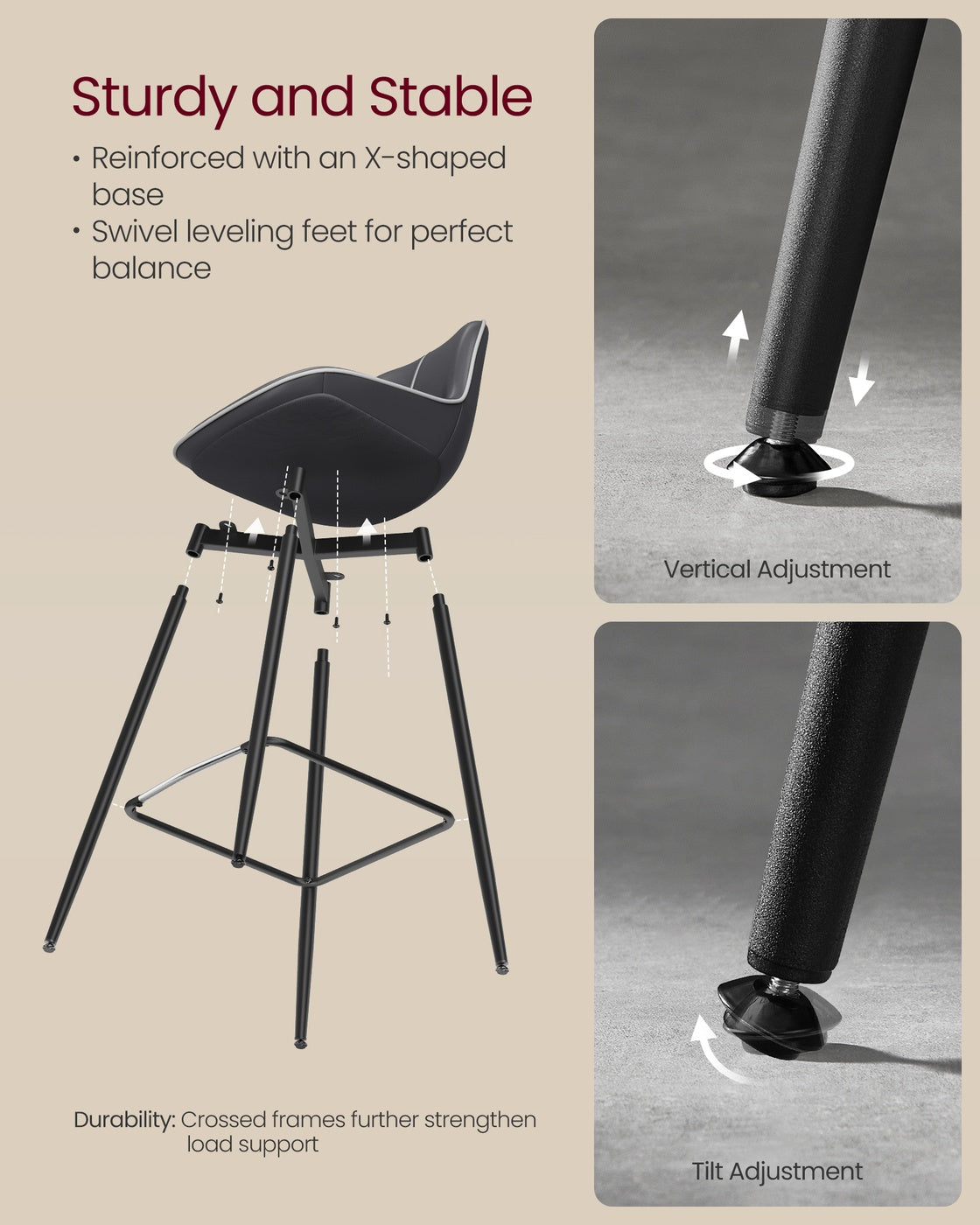 Counter Height Bar Stools - With Back - Set of 2