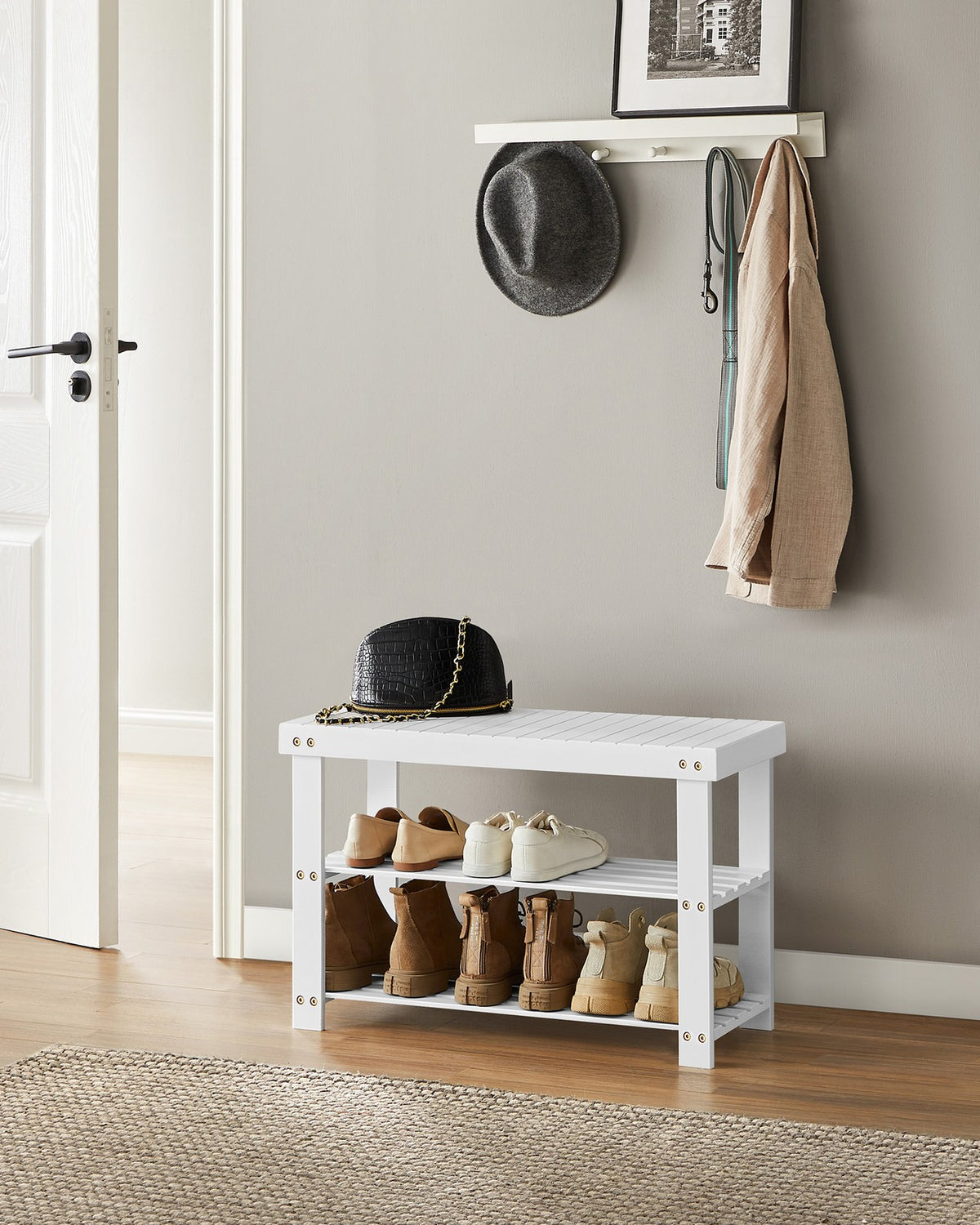 Bamboo Shoe Rack Bench - 3-Tier - Shoe Storage Organizer