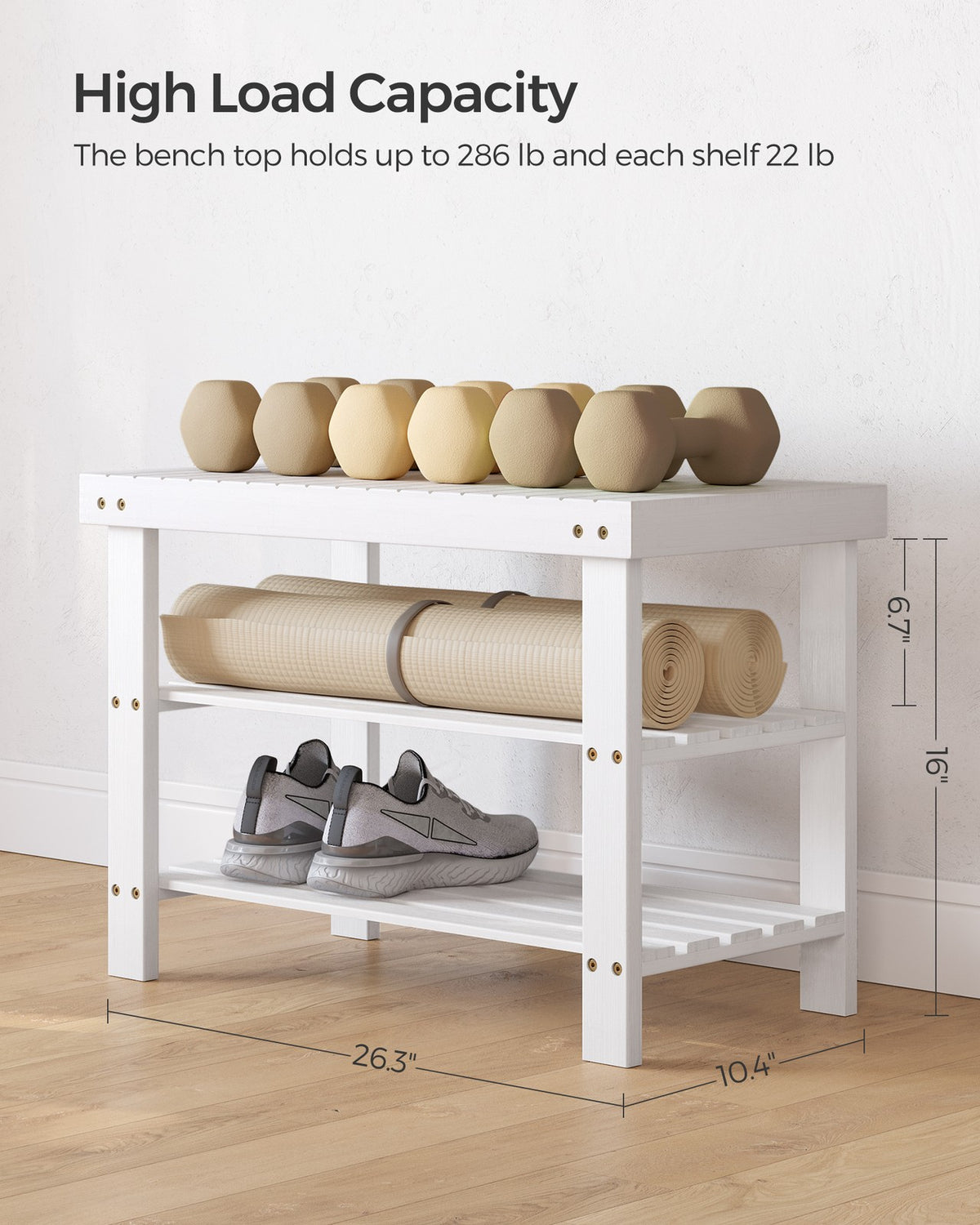 Bamboo Shoe Rack Bench - 3-Tier - Shoe Storage Organizer