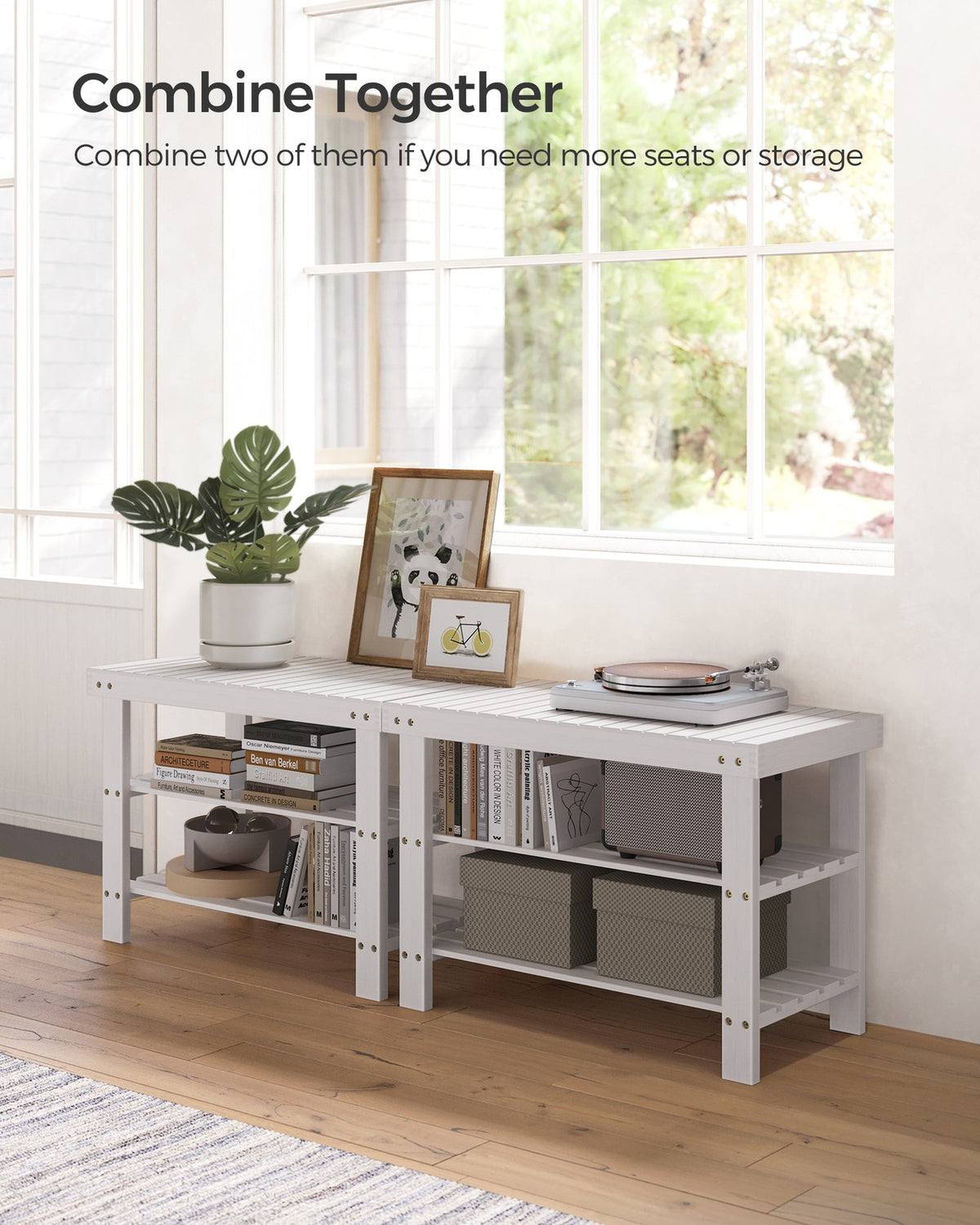 Bamboo Shoe Rack Bench - 3-Tier - Shoe Storage Organizer