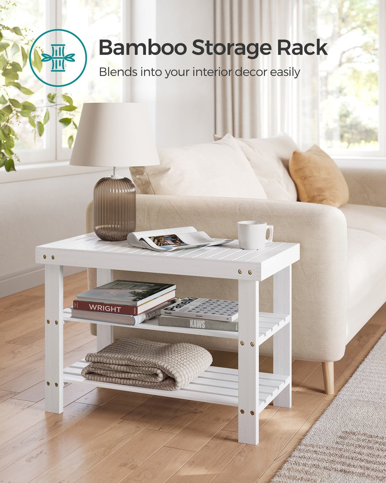 Bamboo Shoe Rack Bench - 3-Tier - Shoe Storage Organizer