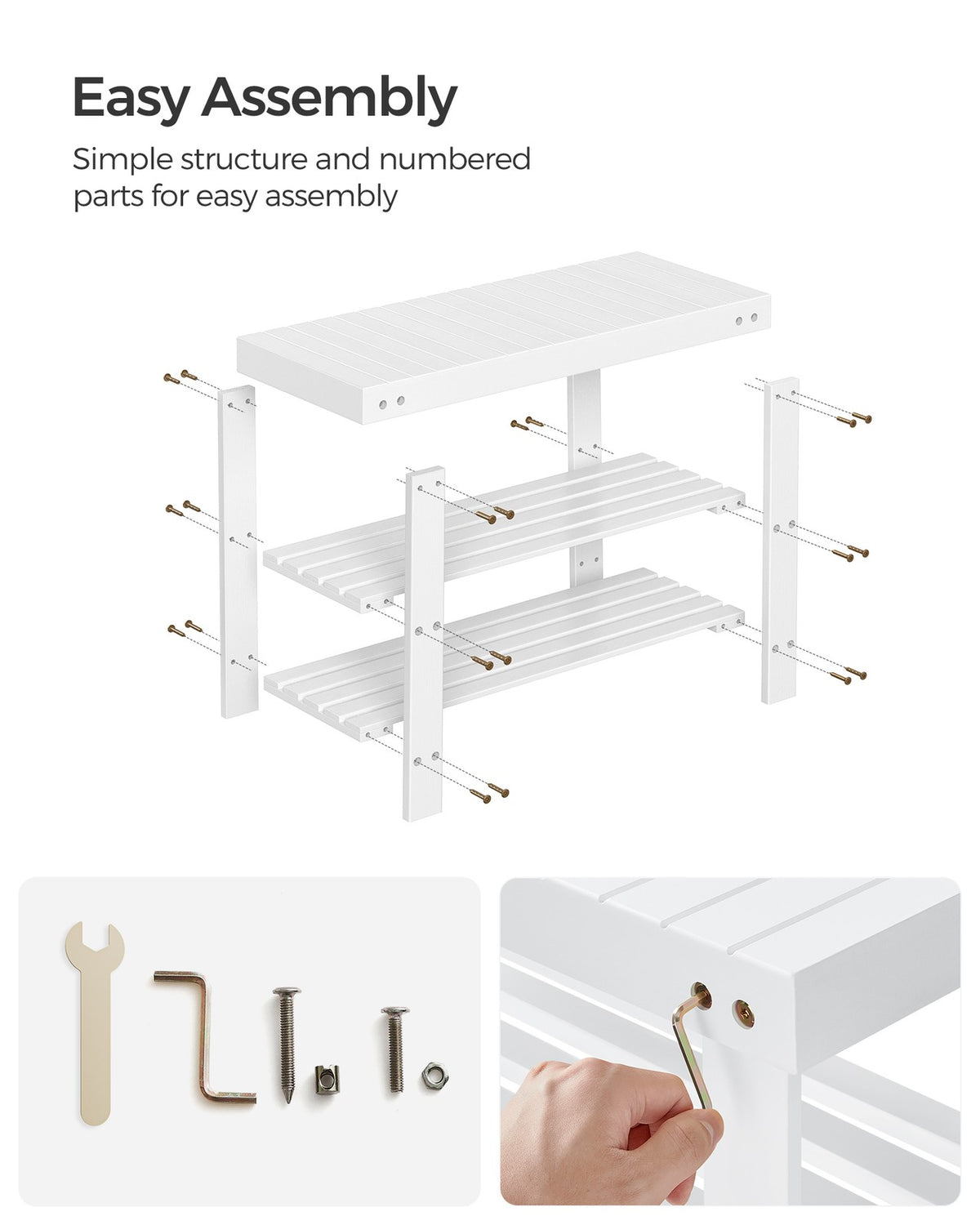 Bamboo Shoe Rack Bench - 3-Tier - Shoe Storage Organizer