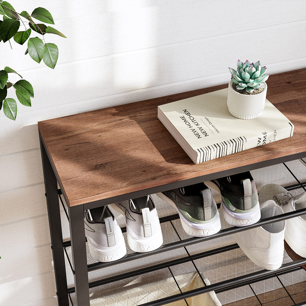 Shoe Rack - 5-Tier - Mesh Shelves - Large Top for Bags