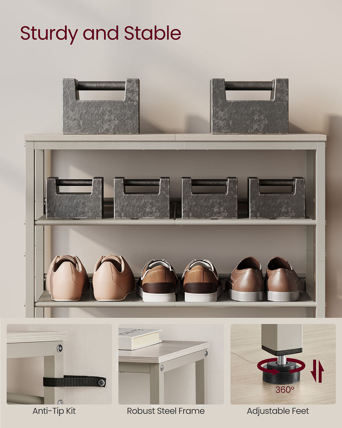 Shoe Rack - 5-Tier - Narrow Design - for Entryway