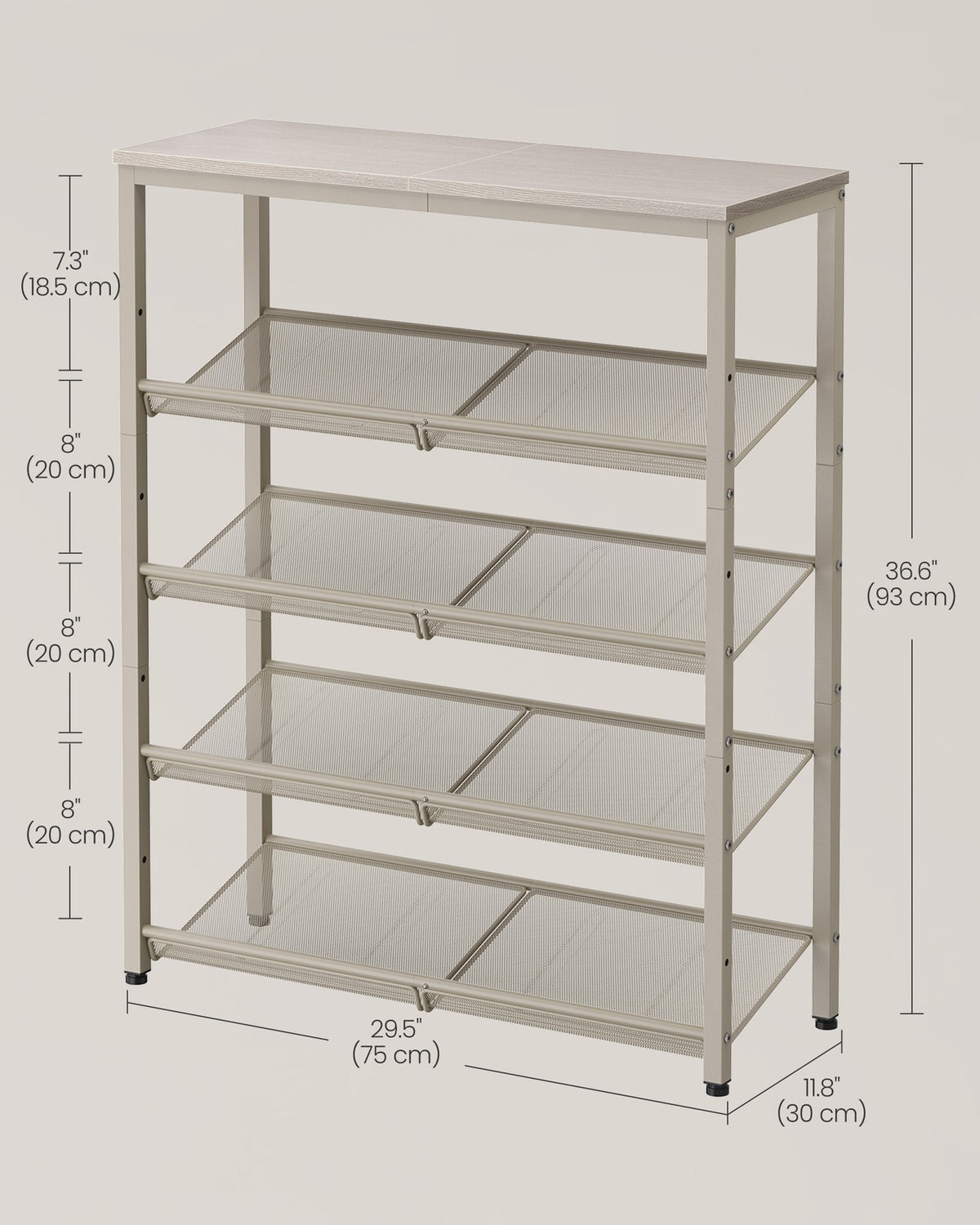 Shoe Rack - 5-Tier - Narrow Design - for Entryway