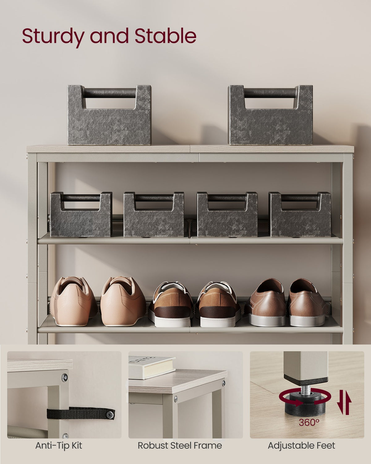 Shoe Rack - 5-Tier - Narrow Design - for Entryway