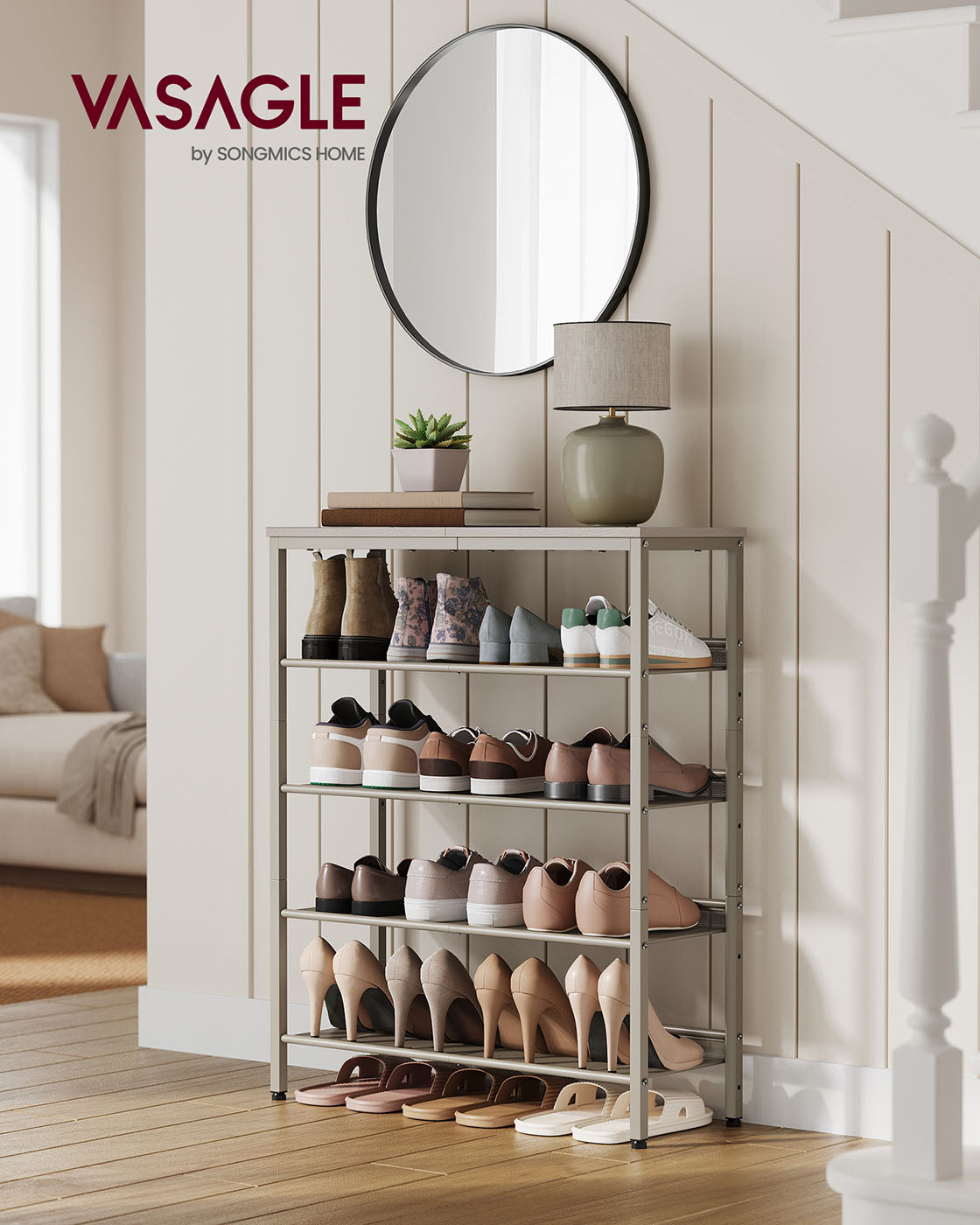 Shoe Rack - 5-Tier - Narrow Design - for Entryway
