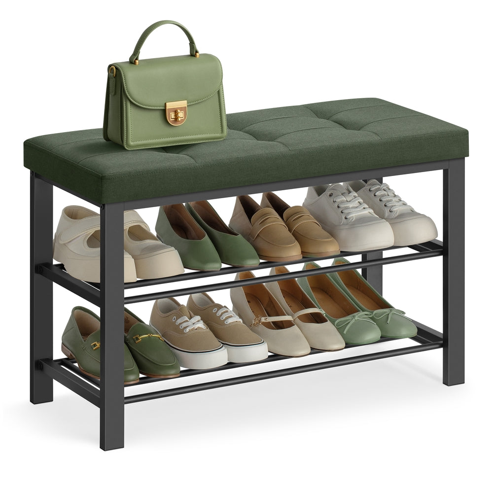 3-Tier Shoe Rack for Entryway Organizer with Foam Padded Seat