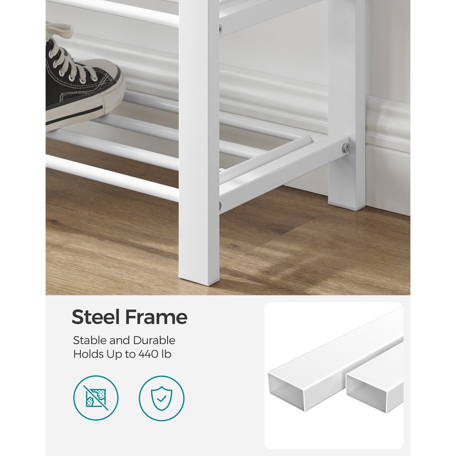 3-Tier Shoe Rack for Entryway Organizer with Foam Padded Seat - Cream Cloud, Cloud White