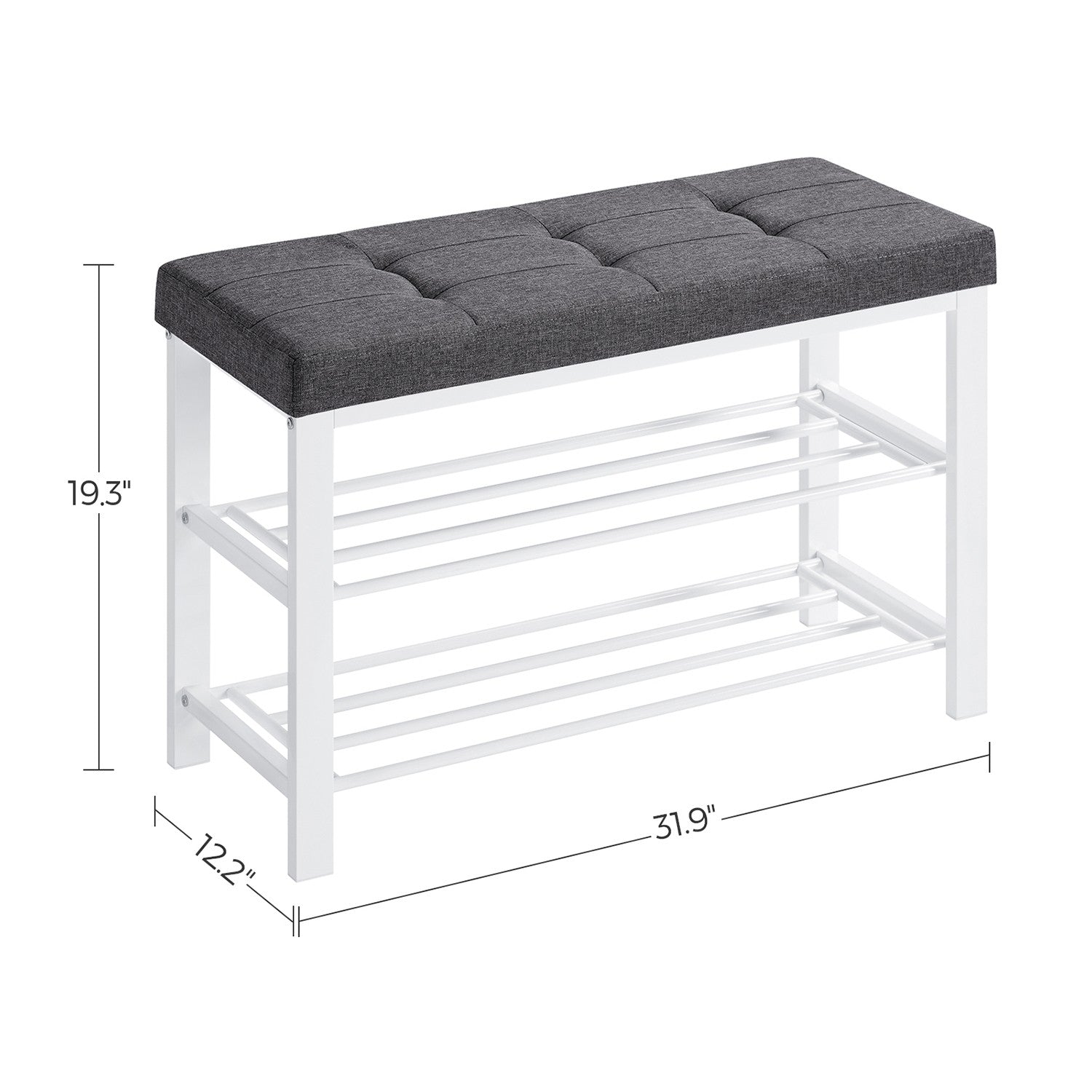 3-Tier Shoe Rack for Entryway Organizer with Foam Padded Seat - Cream Cloud, Cloud White