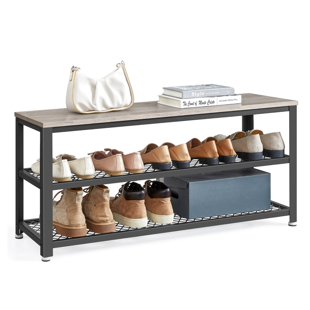 Storage Bench - 3-Tier - Metal Mesh Shelves - 39.4-Inch