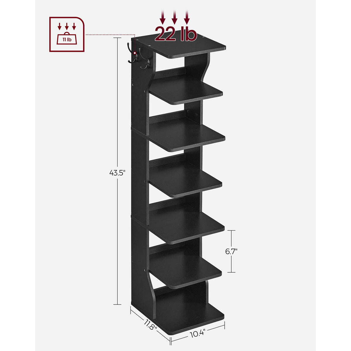 Shoe Rack - 9-Tier Vertical - Slim Design - 57.9 inch Tall