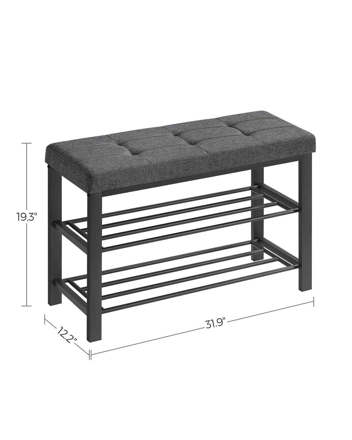 Shoe Bench - 3-Tier - Foam Padded Seat - For Entryway