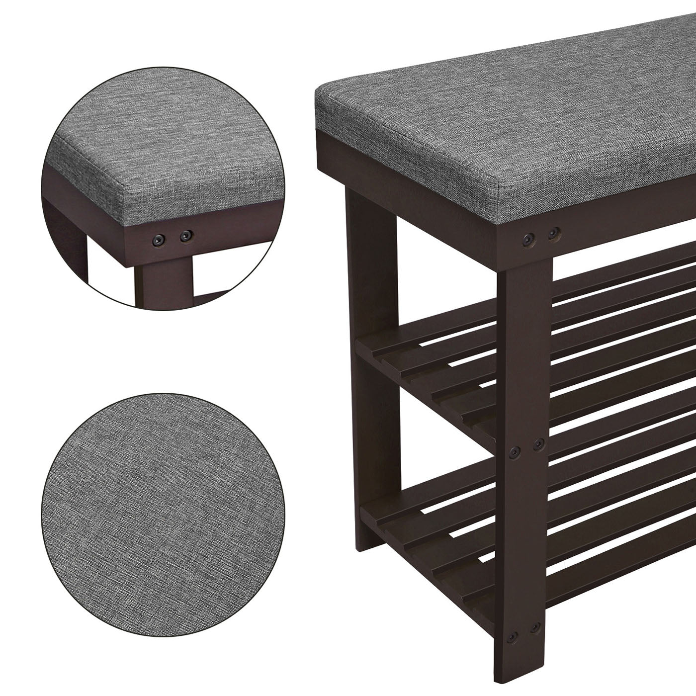 Shoe Organizer with Bench - Brown, Gray