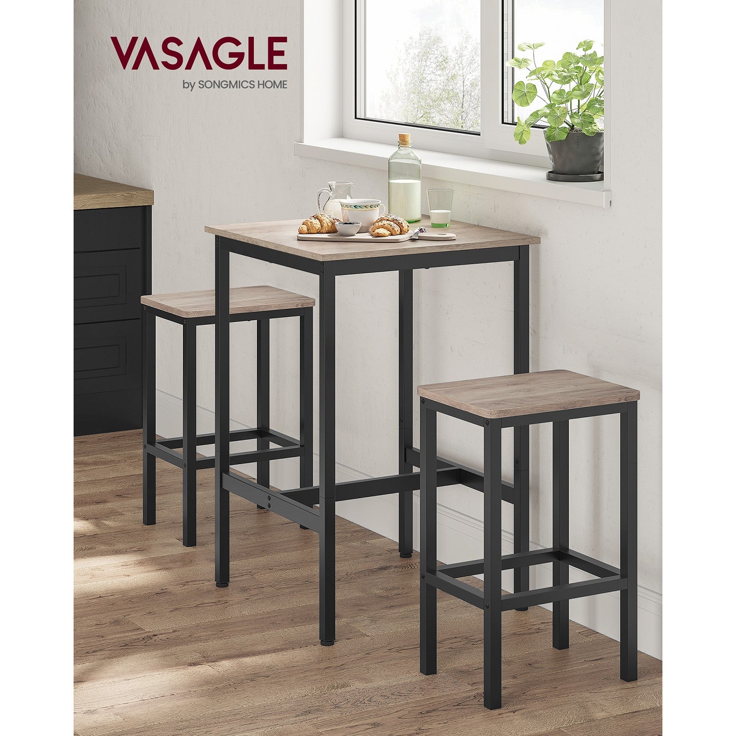 High Top Bar Table - Greige, Black