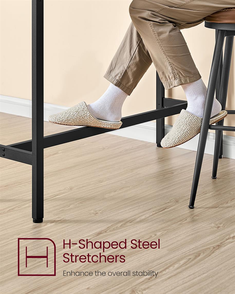 Bar Table with Charging Station - Rustic Brown, Ink Black
