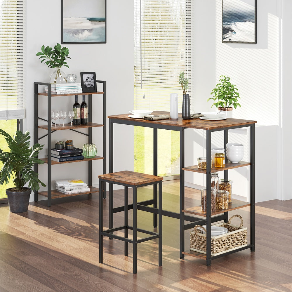 Bar Table - Metal Frame - 23.6 x 42.9 x 39.4 Inches - Brown