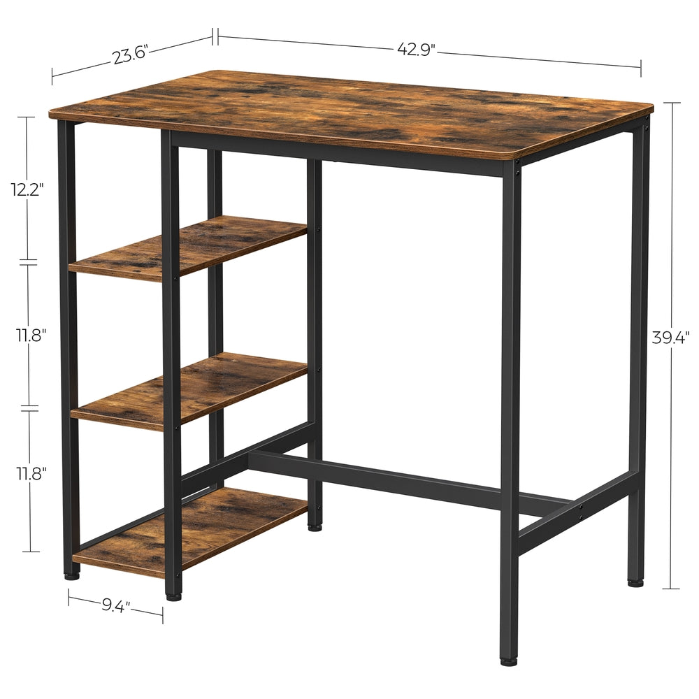 Bar Table - Metal Frame - 23.6 x 42.9 x 39.4 Inches - Brown