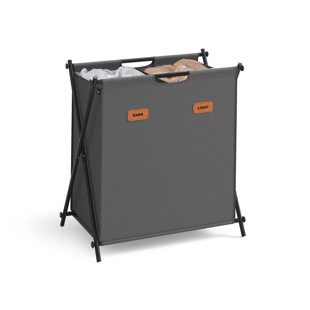35.7 Gal. Laundry Hamper 3 Sections with Collapsible X-Frame Ink Black - Slate Gray - 23.6"L x 15.7"W x 26"H