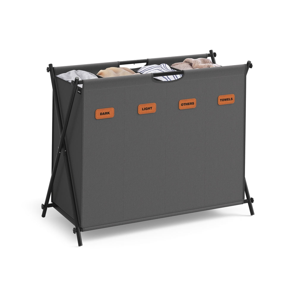 35.7 Gal. Laundry Hamper 3 Sections with Collapsible X-Frame Ink Black - Slate Gray - 31.1"L x 15.7"W x 26"H