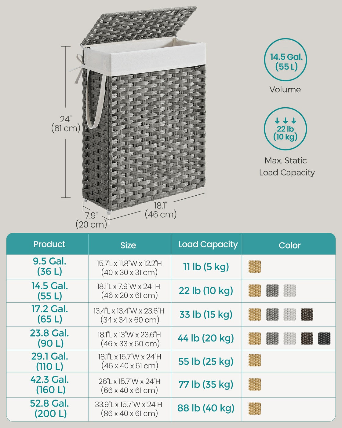 Rattan-Look Laundry Hamper - 29 Gallon - Side Handles
