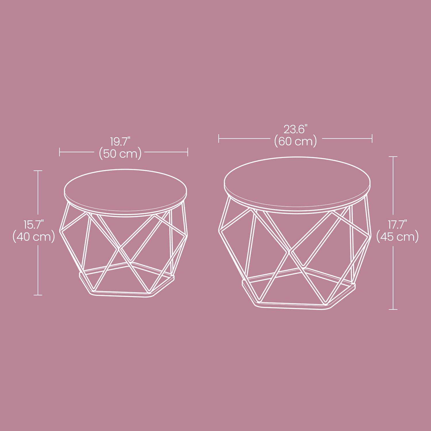 Round Coffee Table and Side Table Set for Living Room and Office