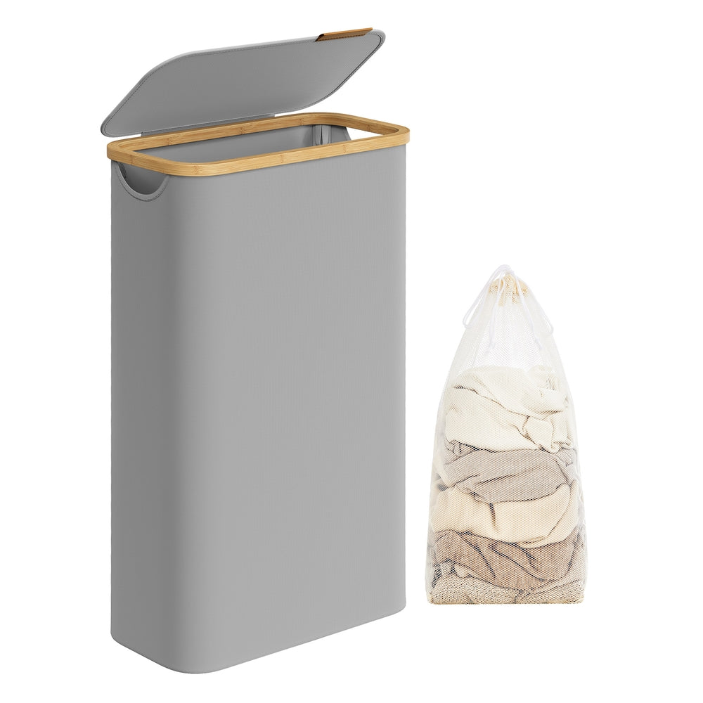 Laundry Hamper - 23.8 Gallons - 16.5 x 12.6 x 27.8 Inches - Mint Green - Dove Gray - 16.5”L x 8.9”W x 27.8”H
