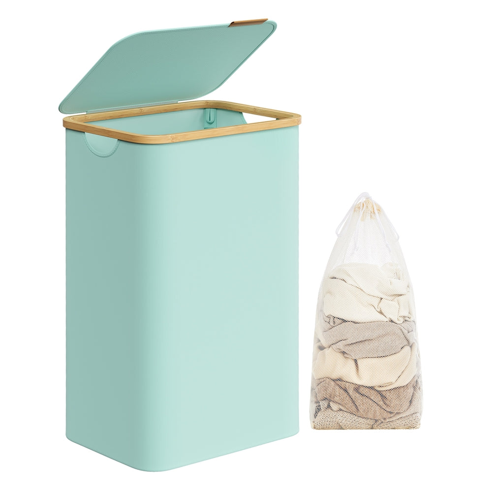 Laundry Hamper - 23.8 Gallons - 16.5 x 12.6 x 27.8 Inches - Mint Green - Mint Green - 16.5”L x 12.6”W x 27.8”H