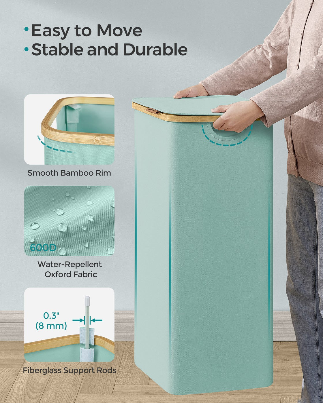 Laundry Hamper - 23.8 Gallons - 16.5 x 12.6 x 27.8 Inches - Mint Green - Mint Green