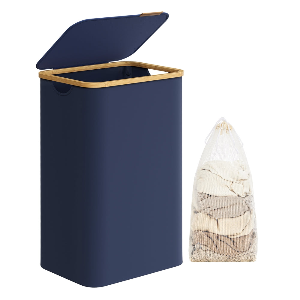 Laundry Hamper - 23.8 Gallons - 16.5 x 12.6 x 27.8 Inches - Mint Green - Charcoal Blue - 16.5”L x 12.6”W x 27.8”H