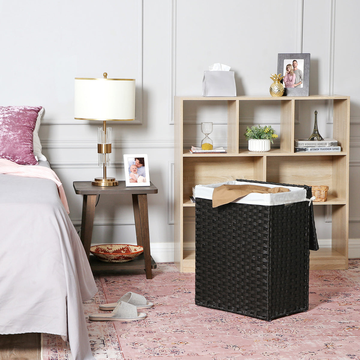Synthetic Rattan Laundry Basket - 23.8 Gallon - With Lid and Handles