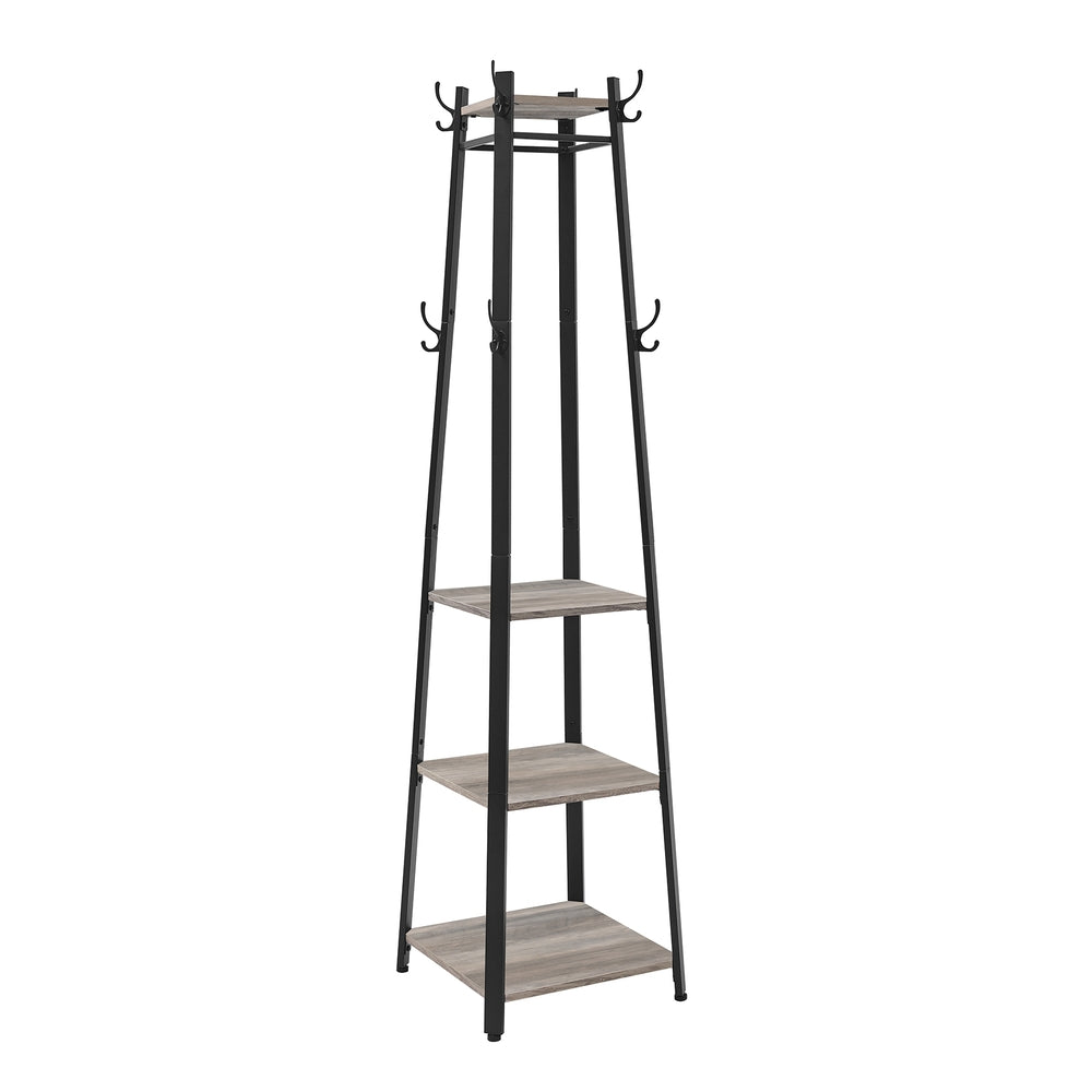 Coat Stand with 3 Shelves - Greige, Black