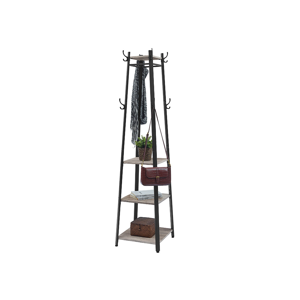 Coat Stand with 3 Shelves - Greige, Black
