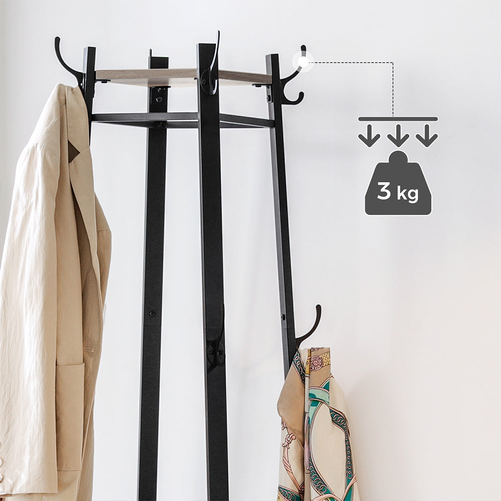Coat Stand with 3 Shelves - Greige, Black