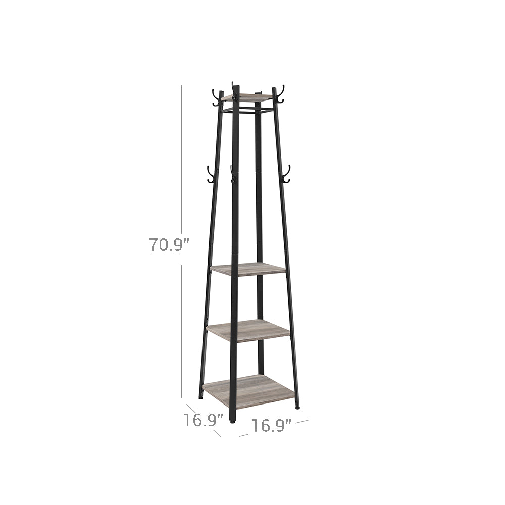 Coat Stand with 3 Shelves - Greige, Black