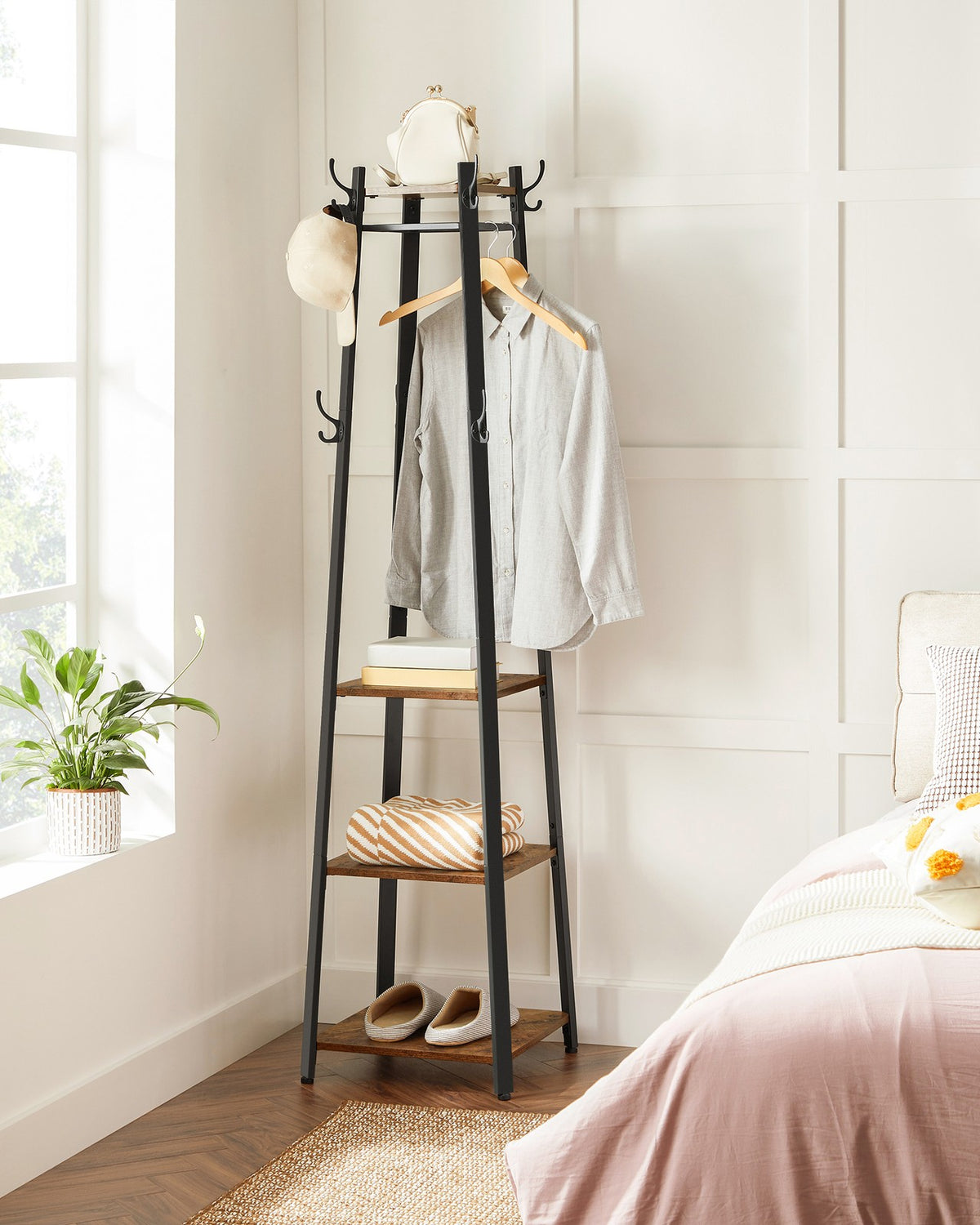 Coat Stand with 3 Shelves