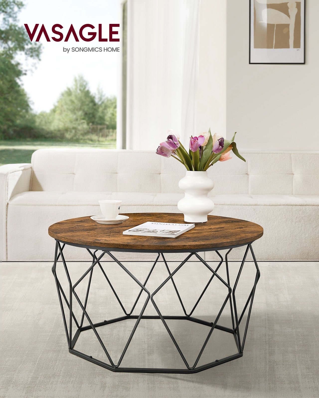 Round Coffee Table with Steel Frame