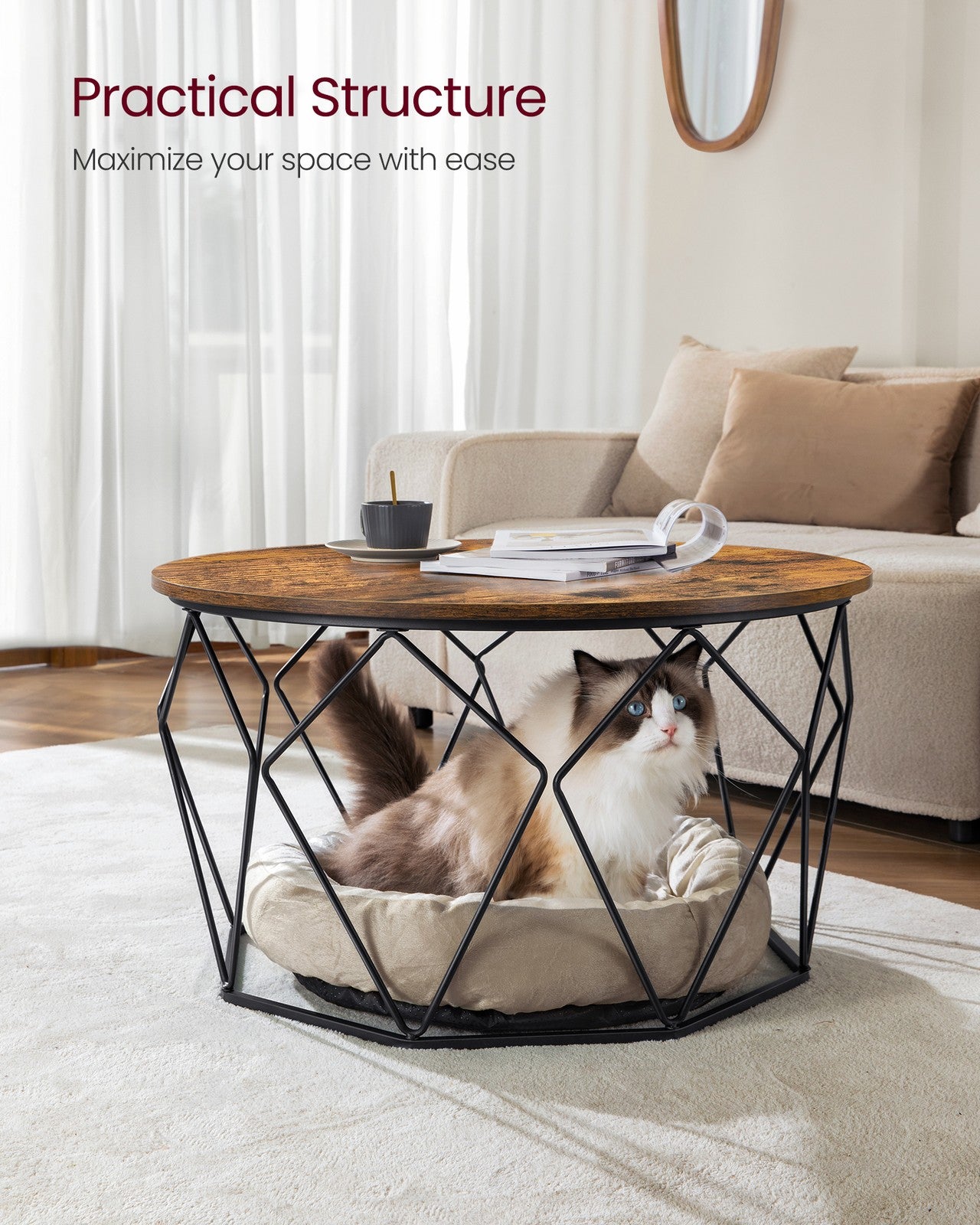 Round Coffee Table with Steel Frame