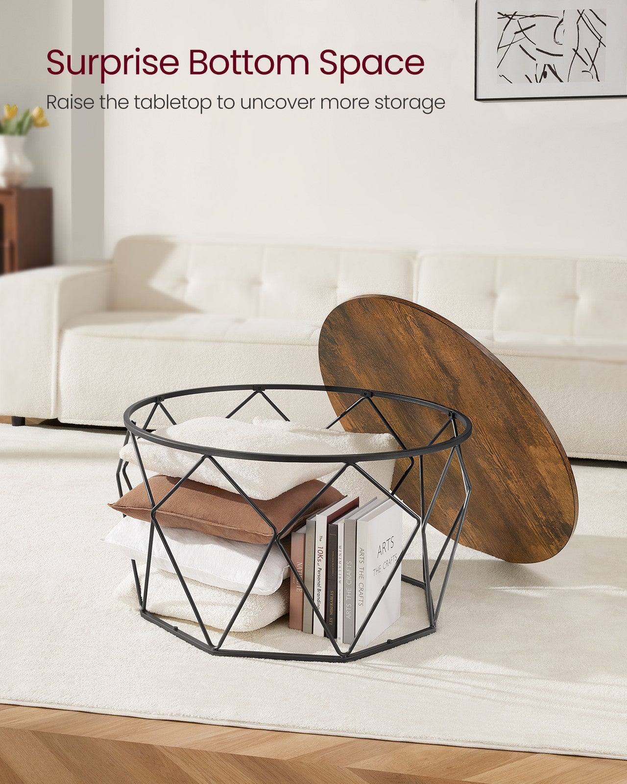 Round Coffee Table with Steel Frame
