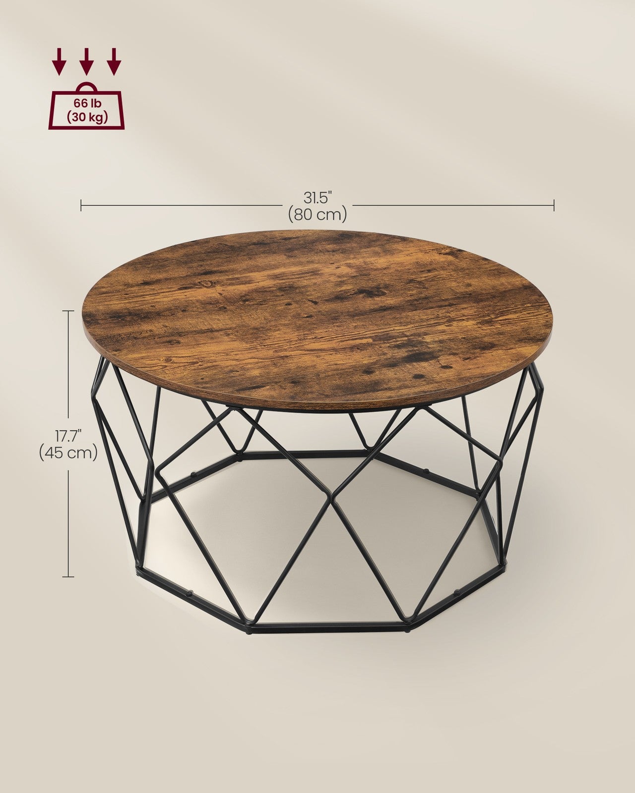 Round Coffee Table with Steel Frame