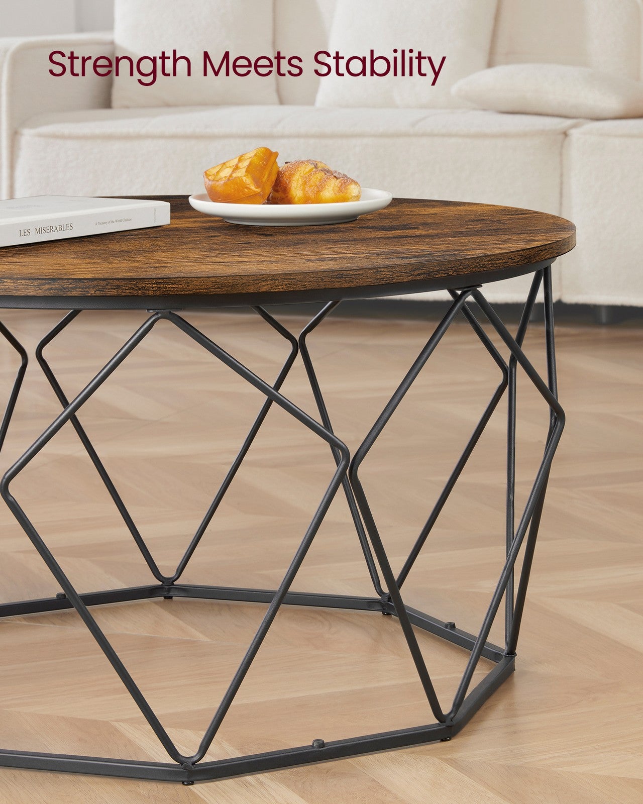 Round Coffee Table with Steel Frame
