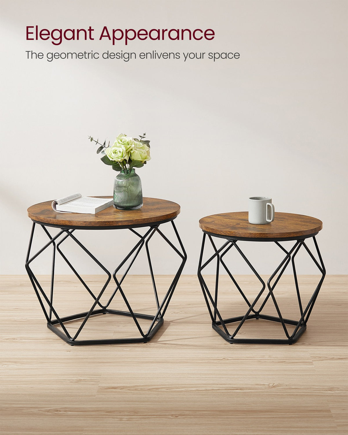 Round Coffee Table - Steel Frame - Set of 2