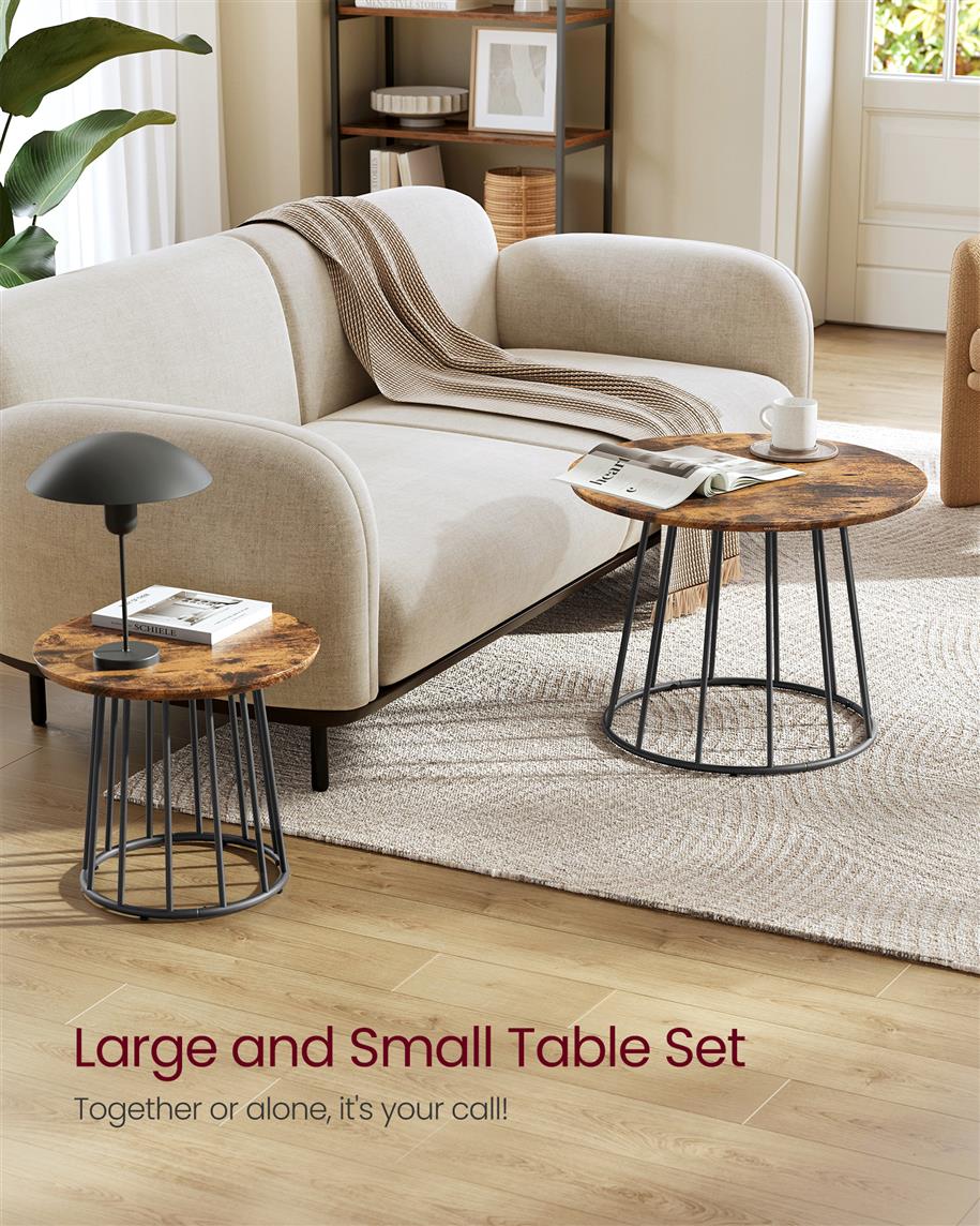 Modern Coffee Table Set of 2 with Steel Frame