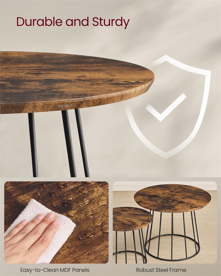 Modern Coffee Table Set of 2 with Steel Frame